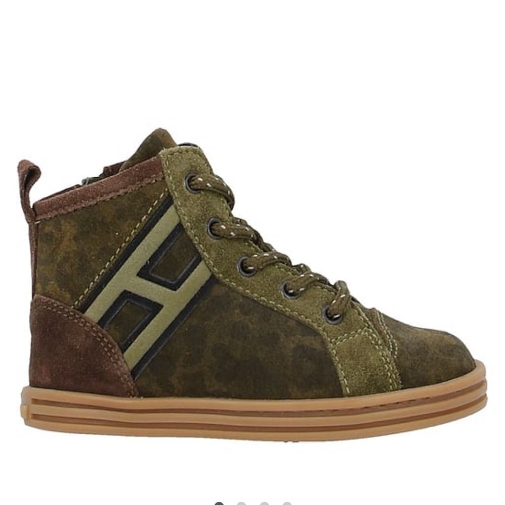Hogan Kids Olive and Brown High-Top Sneakers, Toddler 24, like New